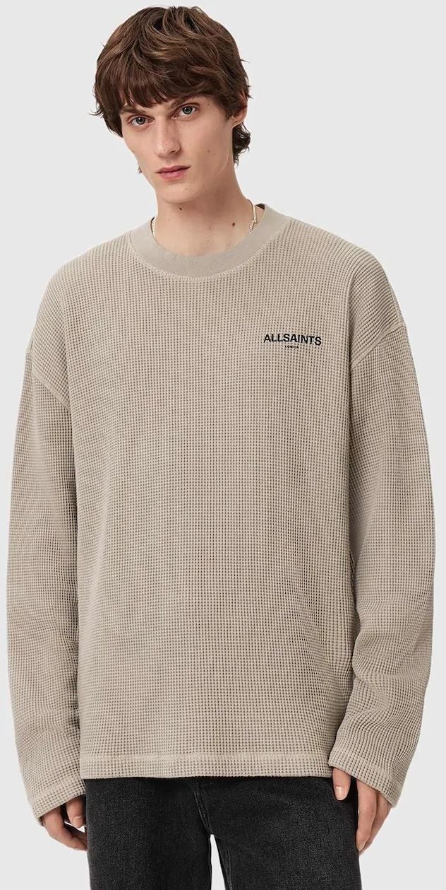 Bavlnený sveter AllSaints zelená farba, ľahký, M017JD