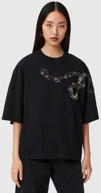 Bavlnené tričko AllSaints dámske, čierna farba, W152JD