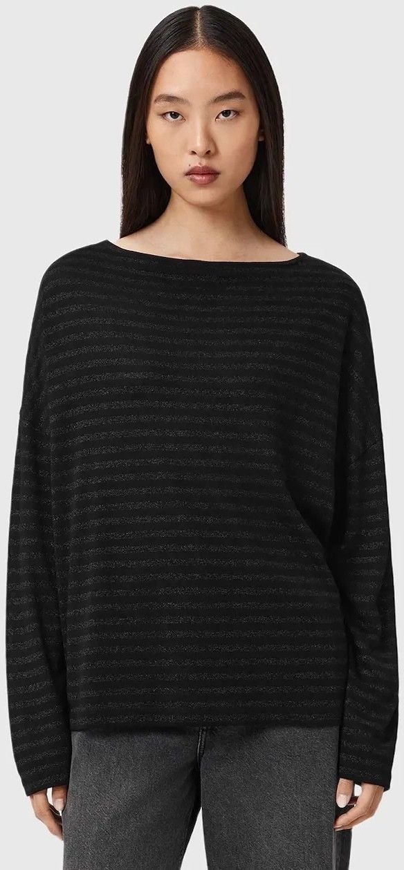 Sveter AllSaints čierna farba, ľahký, W012JZ