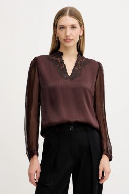 Blúzka Twinset hnedá farba, jednofarebná, 252TT2243