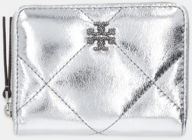 Peňaženka Tory Burch Kira Diamond dámska, strieborná farba, 175007-040