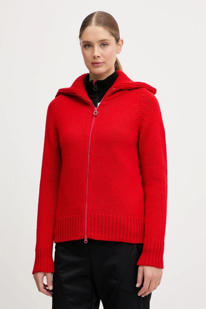 Kardigan s prímesou vlny Newland LADY W FULL ZIP červená farba, teplé, N46808.116