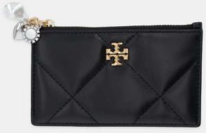 Kožená peňaženka Tory Burch Kira Diamond čierna farba, 175011-001