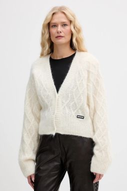 Kardigan s prímesou vlny Rotate béžová farba, 1154592344