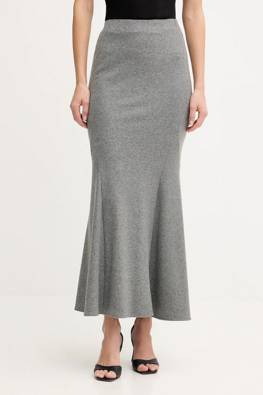 Sukňa s prímesou vlny Pinko šedá farba, maxi, áčkový strih, 106095 A2ZU