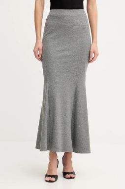 Sukňa s prímesou vlny Pinko šedá farba, maxi, áčkový strih, 106095 A2ZU