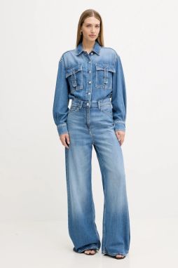 Rifľový overal Guess KINSLEY modrá farba, s golierom, W5YD58 D5B94