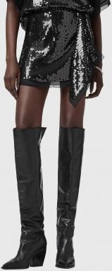 Sukňa AllSaints čierna farba, mini, áčkový strih, W035RD