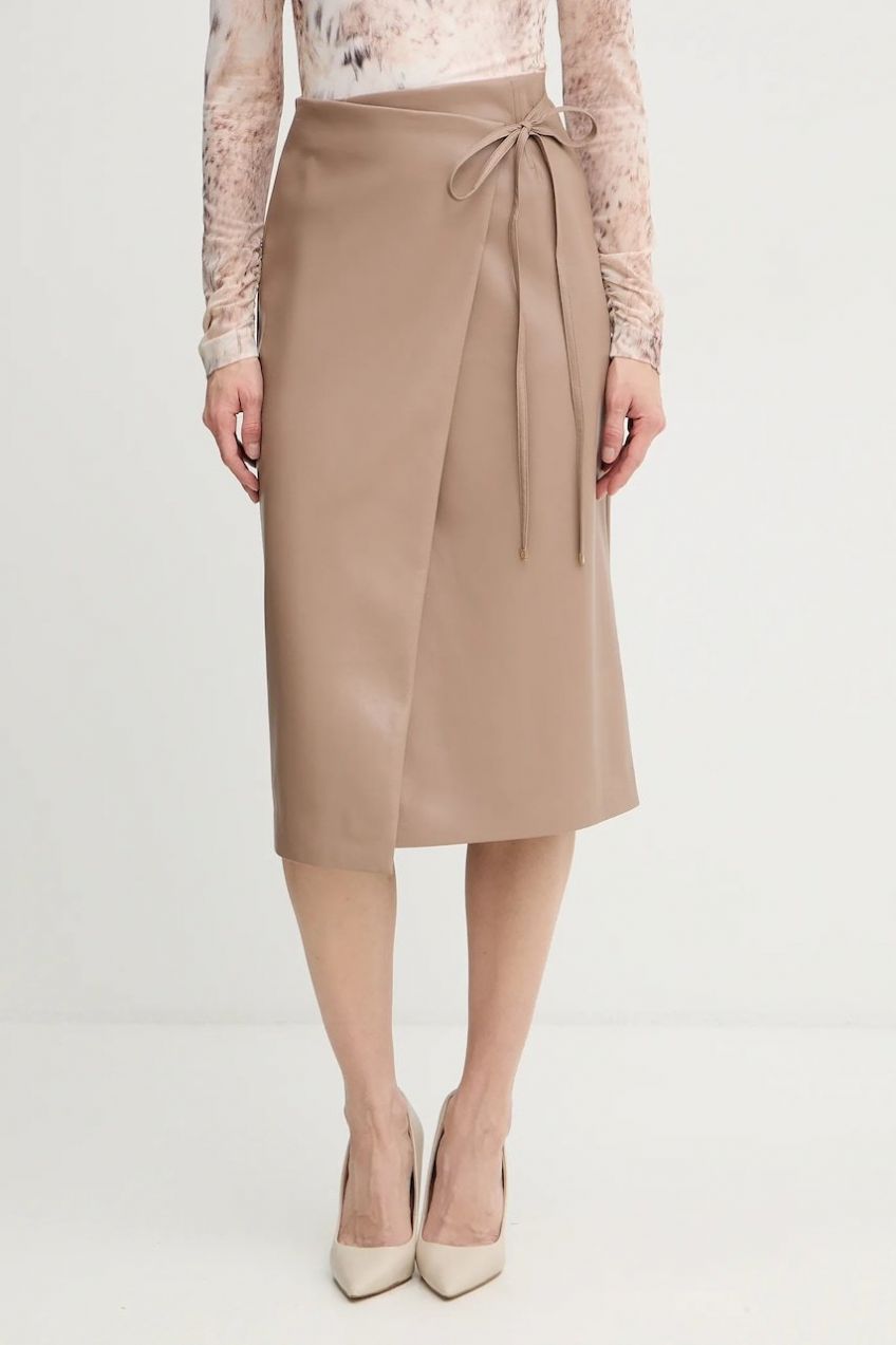 Sukňa Marciano Guess GLADYS béžová farba, midi, puzdrová, 5BGD07 7389A