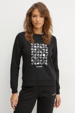 Mikina Karl Lagerfeld IKON dámska, čierna farba, s potlačou, A1W20079