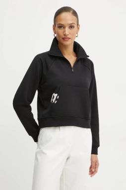 Mikina Karl Lagerfeld IKON dámska, čierna farba, s potlačou, A1W20058