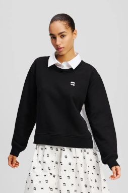 Mikina Karl Lagerfeld IKON dámska, čierna farba, vzorovaná, A1W20084