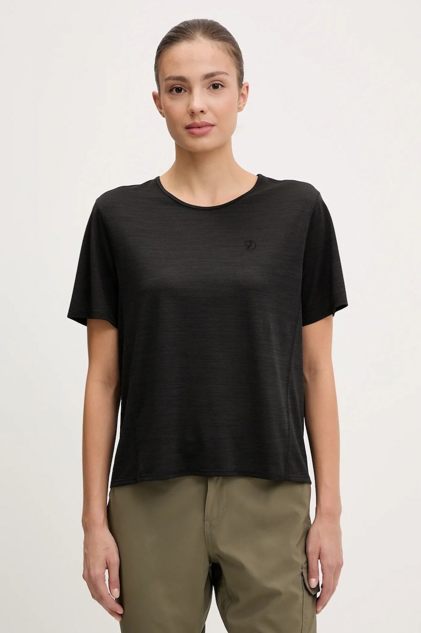 Športové tričko Fjallraven Abisko Lite čierna farba, F14600203