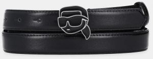 Kožený opasok Karl Lagerfeld IKON dámsky, čierna farba, A2W33073