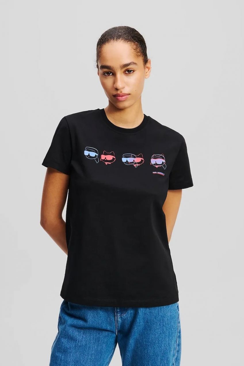 Bavlnené tričko Karl Lagerfeld IKON dámske, čierna farba, A2W17114