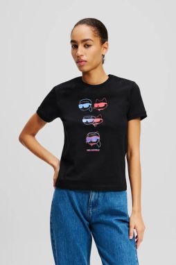 Bavlnené tričko Karl Lagerfeld IKON dámske, čierna farba, A2W17112