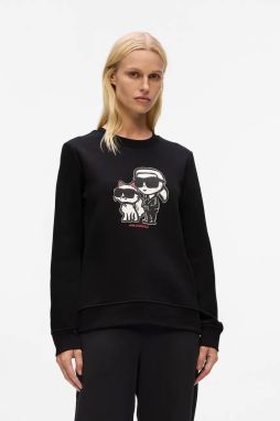 Mikina Karl Lagerfeld IKON čierna farba, s potlačou, A4W20045