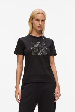 Bavlnené tričko Karl Lagerfeld IKON dámske, čierna farba, A4W17098