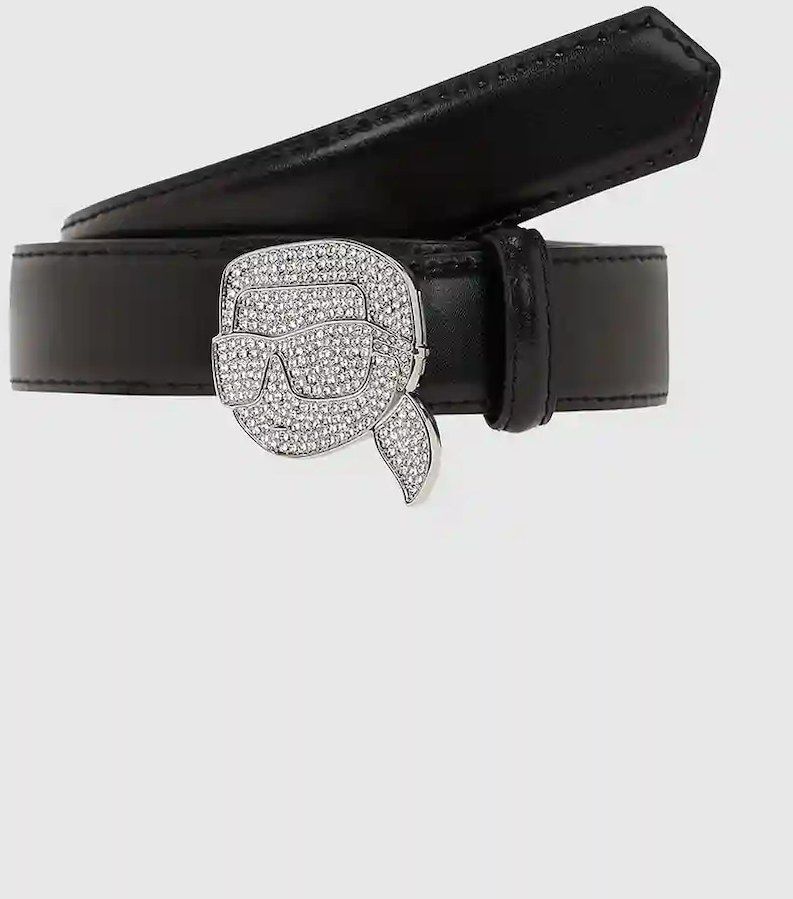 Kožený opasok Karl Lagerfeld IKON čierna farba, A4W33046