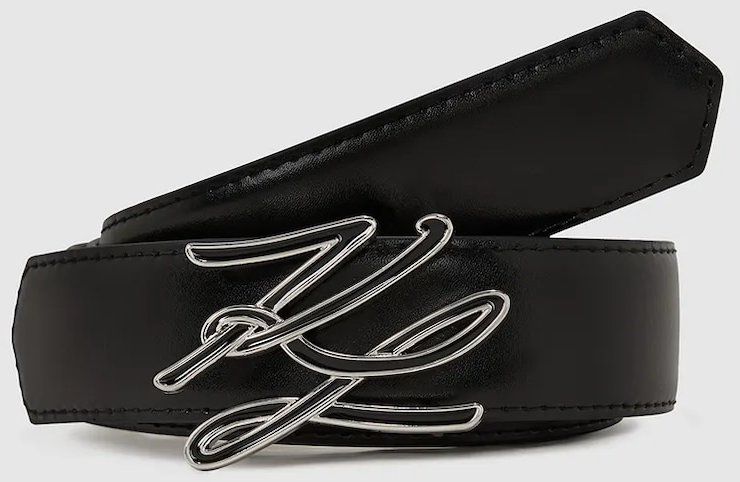 Obojstranný kožený opasok Karl Lagerfeld K/AUTOGRAPH čierna farba, A4W33022