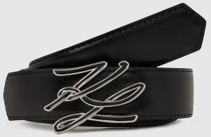 Obojstranný kožený opasok Karl Lagerfeld K/AUTOGRAPH čierna farba, A4W33022