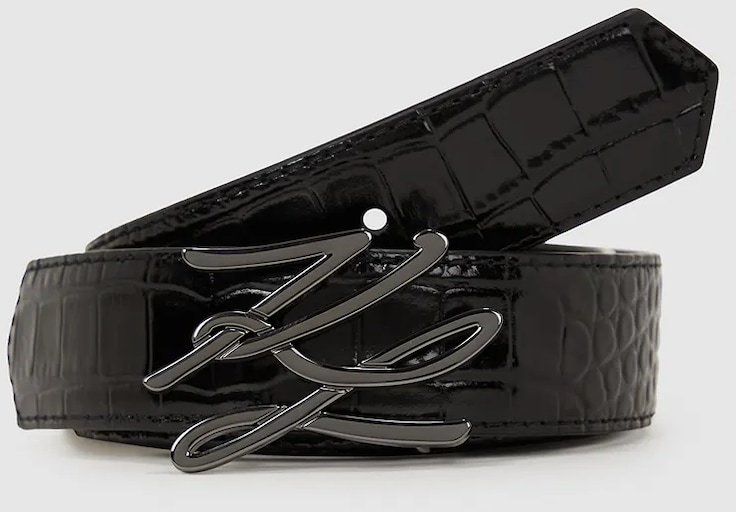 Obojstranný kožený opasok Karl Lagerfeld K/AUTOGRAPH čierna farba, A4W33023