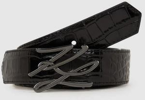 Obojstranný kožený opasok Karl Lagerfeld K/AUTOGRAPH čierna farba, A4W33023