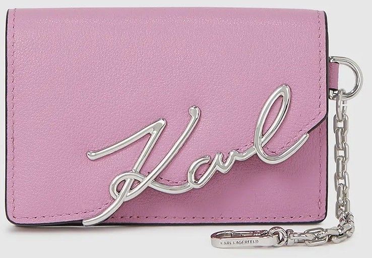 Kožená peňaženka Karl Lagerfeld K/SIGNATURE ružová farba, A4W32019
