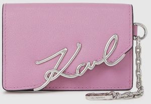 Kožená peňaženka Karl Lagerfeld K/SIGNATURE ružová farba, A4W32019