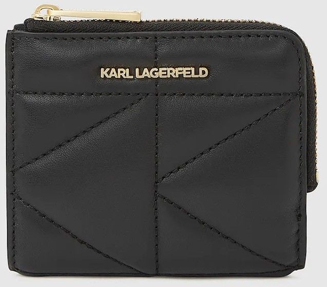 Kožená peňaženka Karl Lagerfeld K/KUILT čierna farba, A4W32039