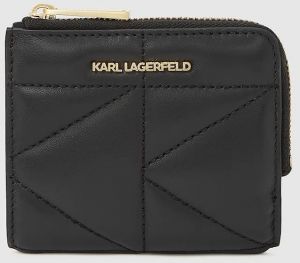 Kožená peňaženka Karl Lagerfeld K/KUILT čierna farba, A4W32039