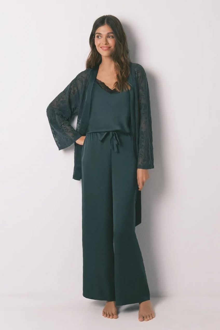 Pyžamo women'secret dámske, zelená farba, saténové, 2542473