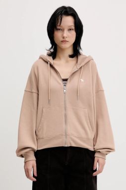 Mikina Abercrombie & Fitch béžová farba, s kapucňou, jednofarebná, KI152-5417-420