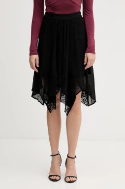 Sukňa Sisley čierna farba, midi, áčkový strih, 40RBL002Y