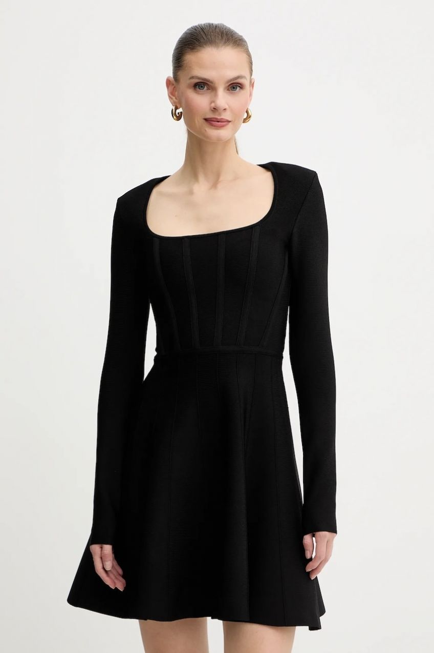 Šaty Marciano Guess AISHA čierna farba, mini, áčkový strih, 5BGK11 5036Z