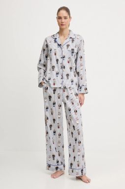 Bavlnené pyžamo Polo Ralph Lauren biela farba, bavlnené