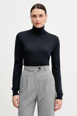 Sveter Sisley tmavomodrá farba, ľahký, s rolákom, 11BAM201C