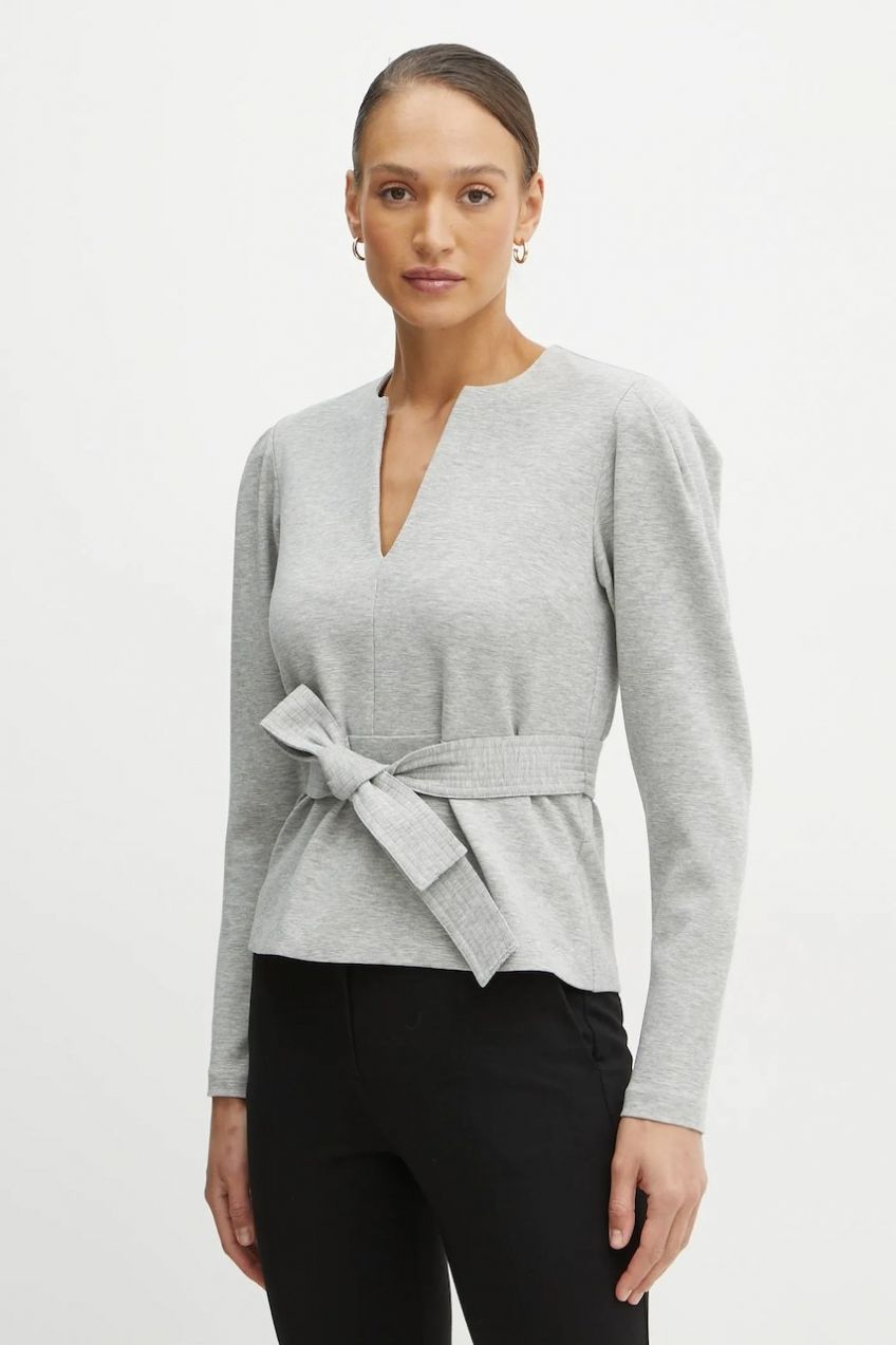 Blúzka Karl Lagerfeld dámska, šedá farba, jednofarebná, A1W20047