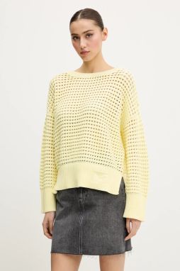 Bavlnený sveter Hugo Blue dámsky, žltá farba, 50539390