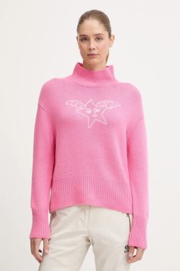 Sveter s prímesou kašmíru Rossignol JCC ružová farba, RLOWO04