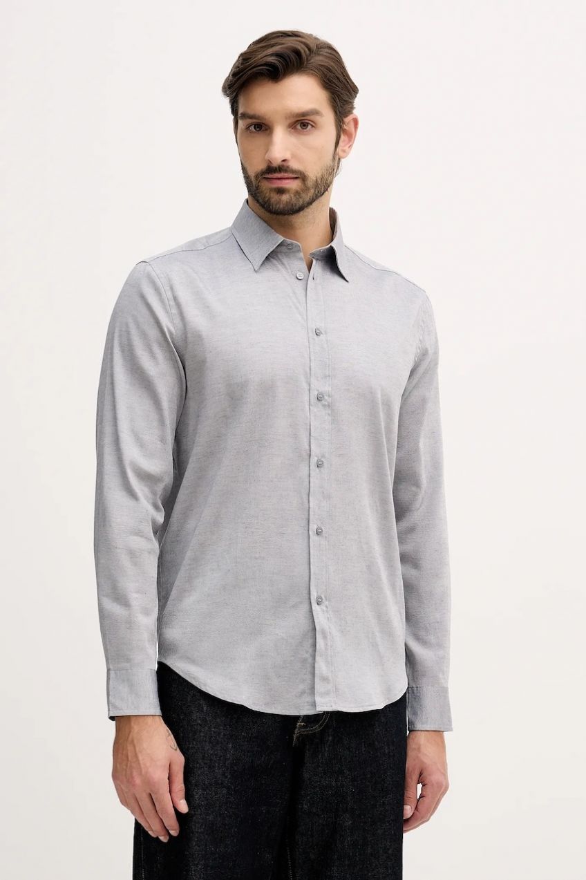 Košeľa Sisley šedá farba, regular, s klasickým golierom, 5EY3SQ049