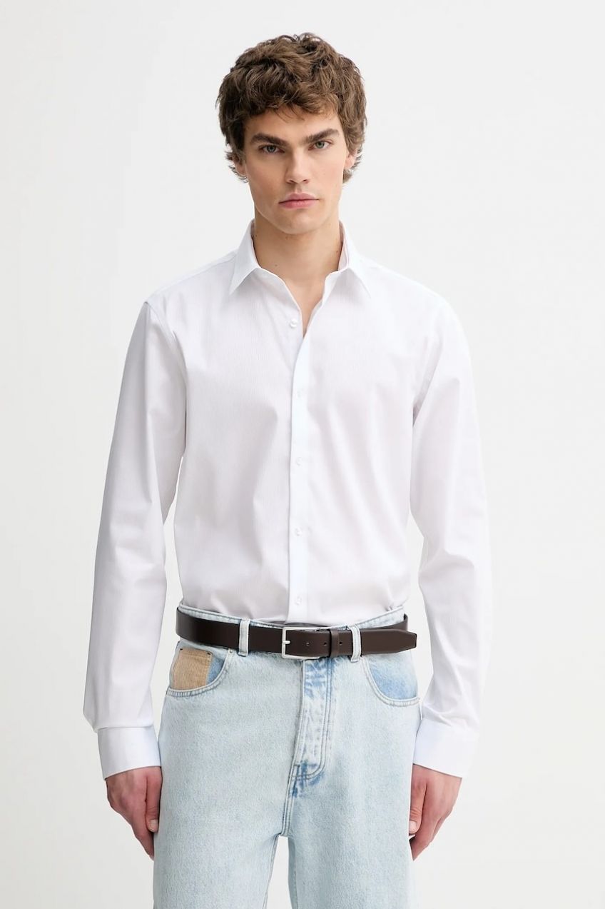 Košeľa Calvin Klein biela farba, slim, LV019EU084