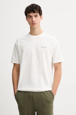 Bavlnené tričko Marc O'Polo pánske, béžová farba, s potlačou, 620206451044