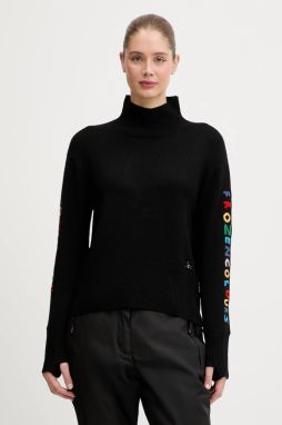 Vlnený sveter Rossignol JCC čierna farba, s polorolákom, RLOWO02