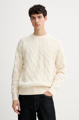 Sveter s prímesou vlny Calvin Klein béžová farba, LV04LE304G