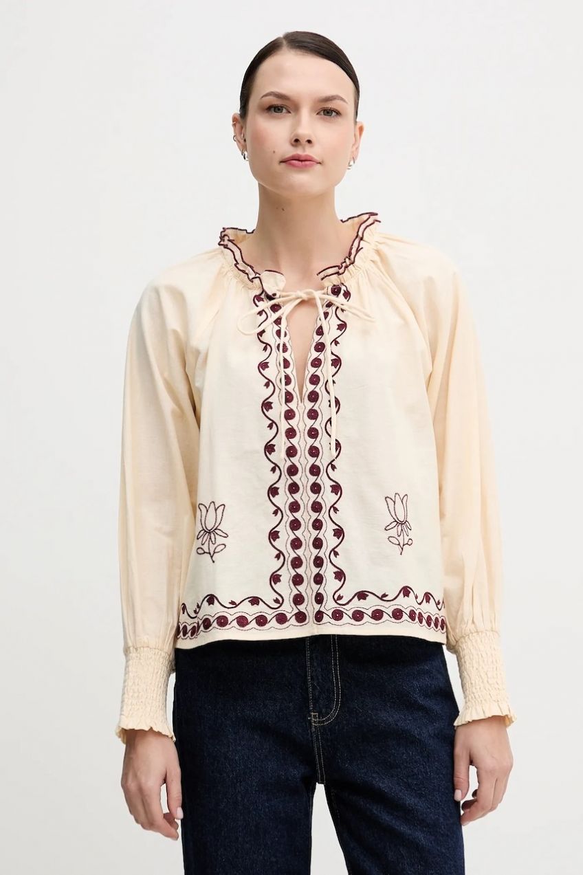 Blúzka Hoss Intropia béžová farba, s nášivkou, 6282695