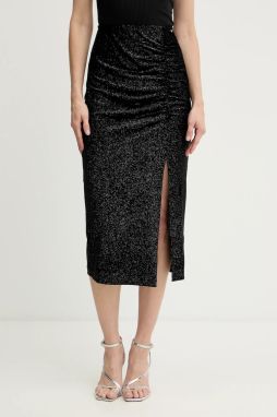 Zamatová sukňa Armani Exchange čierna farba, midi, puzdrová, XW000791 AF16143