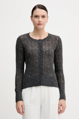 Kardigan s prímesou vlny Hoss Intropia šedá farba, ľahké, 6312167