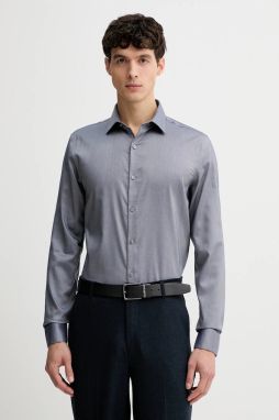Košeľa Calvin Klein tmavomodrá farba, slim, s klasickým golierom, LV019EU085