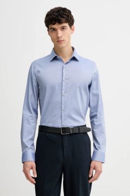 Košeľa Calvin Klein modrá farba, slim, s talianskym golierom, LV019EU081